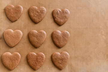 Stack of handmade heart shaped cookies gift for valentines day with love