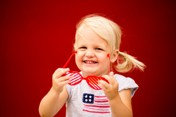 Adorable patriotic girl on the Fourth of July