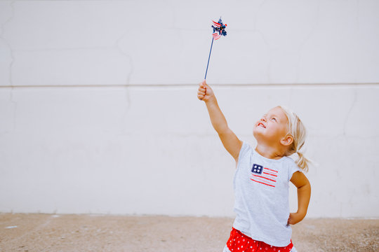 Adorable Patriotic Girl On The Fourth Of July