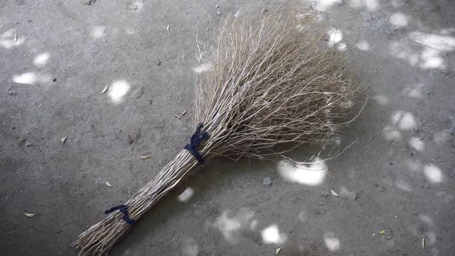 handmade grass broom, hand sweeper, handmade broom used in the village,