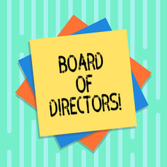 Word writing text Board Of Directors. Business concept for group showing who jointly oversee activities organization Multiple Layer of Blank Sheets Color Paper Cardboard photo with Shadow
