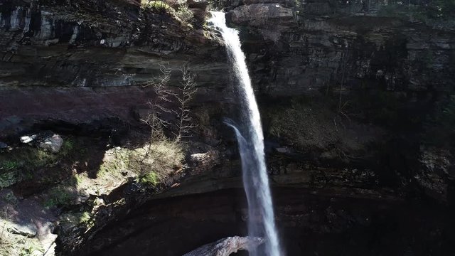 Tilt down aerial, Kaaterskill Falls in Catskills