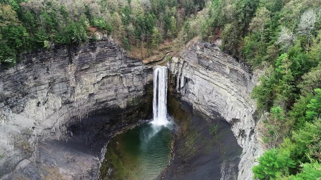 Aerial, Taughannock Falls cascades over cliffs