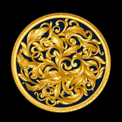 gold ornament baroque style  on black