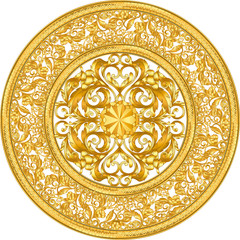 circle  golden ornamental on white