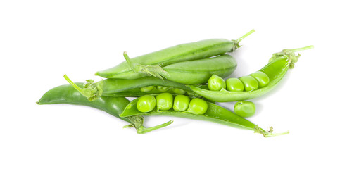 fresh green peas isolated on a white background
