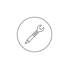 Wrench and pencil vector icon concept, isolated on white background