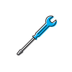 Wrench and screwdriver vector icon, isolated on white background
