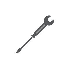 Wrench and screwdriver vector icon, isolated on white background