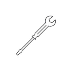 Wrench and screwdriver vector icon, isolated on white background