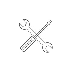 Wrench and screwdriver vector icon, isolated on white background
