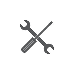 Wrench and screwdriver vector icon, isolated on white background