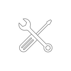 Wrench and screwdriver vector icon, isolated on white background