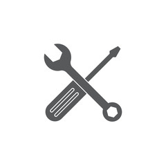 Wrench and screwdriver vector icon, isolated on white background