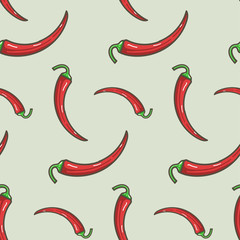 Seamless Pattern with Red Chilli Pepper.