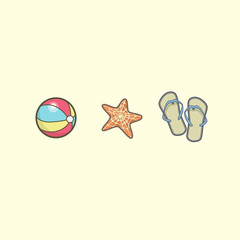 Summer time, typography against the background of the sea. Slates, beach ball, starfish. Vector