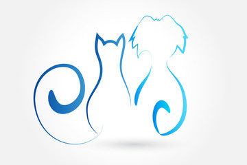 Logo dog and cat line art vector