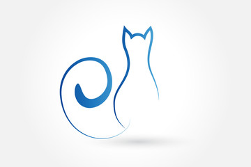 Cat logo outline vector