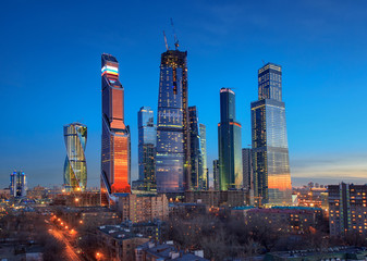 Moscow International Business Center at night