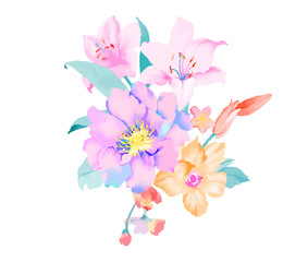 Fototapeta na wymiar Elegant hand-painted magnolia flower