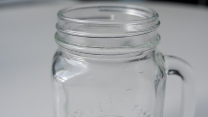 Empty transparent drinking jar