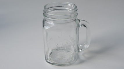 Empty transparent drinking jar