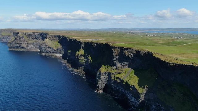 Most famous landmark in Ireland - The Cliffs of Moher aerial drone footage - travel photography