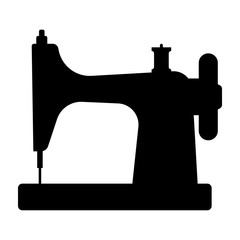 Sewing machine. Black silhouette for cutting, illustration on white background.