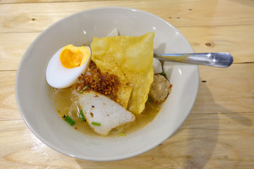 asia noodle food close up on wood table