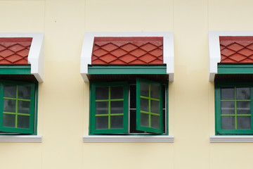 green wooden window . Thailand traditional style