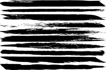 Vector brush set. Black paint strokes isolated on white background