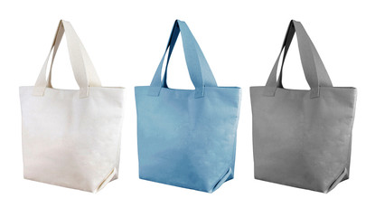 Fototapeta cotton bags, tote shopping bags isolated on white background obraz