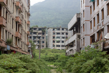 2008 Sichuan Earthquake Memorial Site. Buildings after the big earthquake in Wenchuan, Sichuan,...
