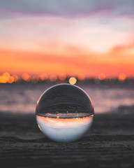 Crystal ball on sunset