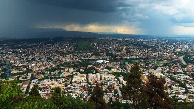 time-lapse photography of Tbilisi from the observation deck
