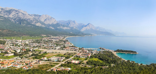 Naklejka premium Turkey, Mediterranean Sea. View from the mountain on the city of Kemer