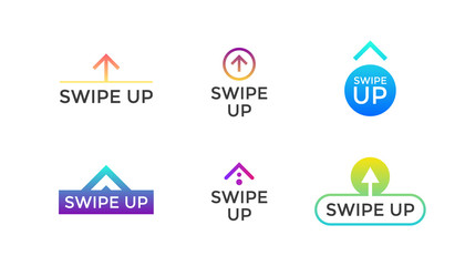 Swipe up button icon set. Application and social network scroll arrow pictogram for stories design blogger. Vector modern gradient style