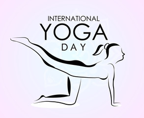 illustration of woman doing asana for International Yoga Day on 21st June - banner