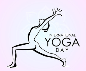 illustration of woman doing asana for International Yoga Day on 21st June - banner