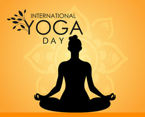 illustration of woman doing asana for International Yoga Day on 21st June - banner