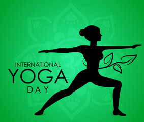 illustration of woman doing asana for International Yoga Day on 21st June - banner