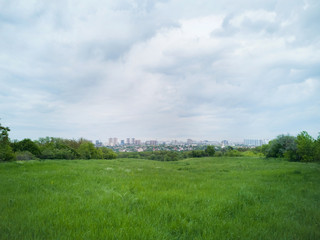 The grass and the city in Russia