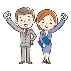 男性　女性　スーツ　二人組