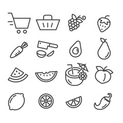 Shopping for fruit and vegetable icon vector illustration outline isolated on white background