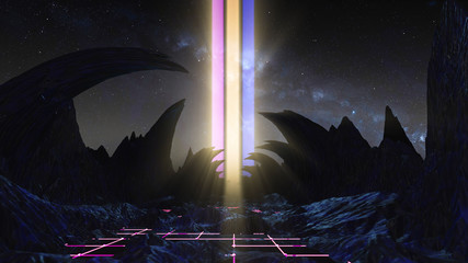3D illustration Background for advertising and wallpaper in space and earth scene. 3D rendering in...
