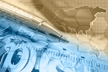 Obraz premium Mail signs, graph and map