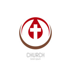 Fototapeta na wymiar Church logo. A drop of Jesus blood with a cross in it.