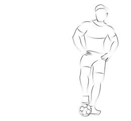 Naklejka premium Soccer Player Man Standing - Line Art Design, Vector Illustration.