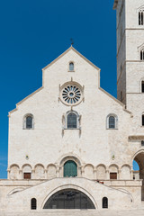 Fototapeta na wymiar Like a white ship in the middle of the sea. Trani, cathedral of San Nicola Pellegrino. Puglia. Italy