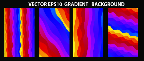 Set of Vector EPS 10 illustration Gradient Background Texture. Template for design, banner, flyer, business card, poster, wallpaper, brochure, smartphone screen, mobile app.